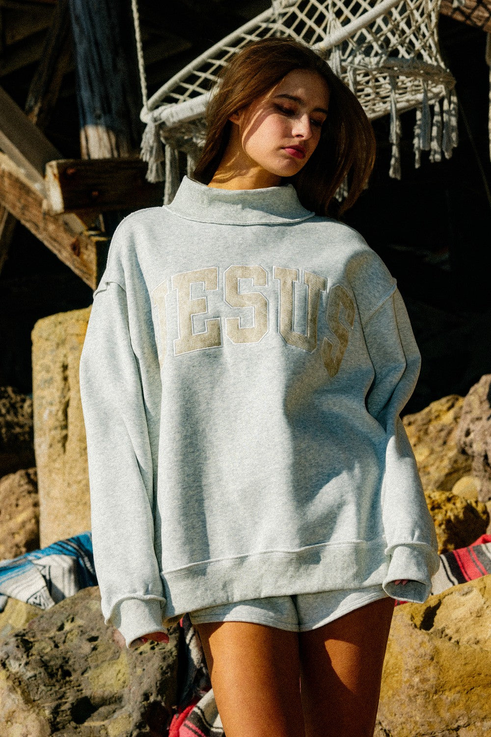 Jesus Embroidered Camouflage Sweatshirt