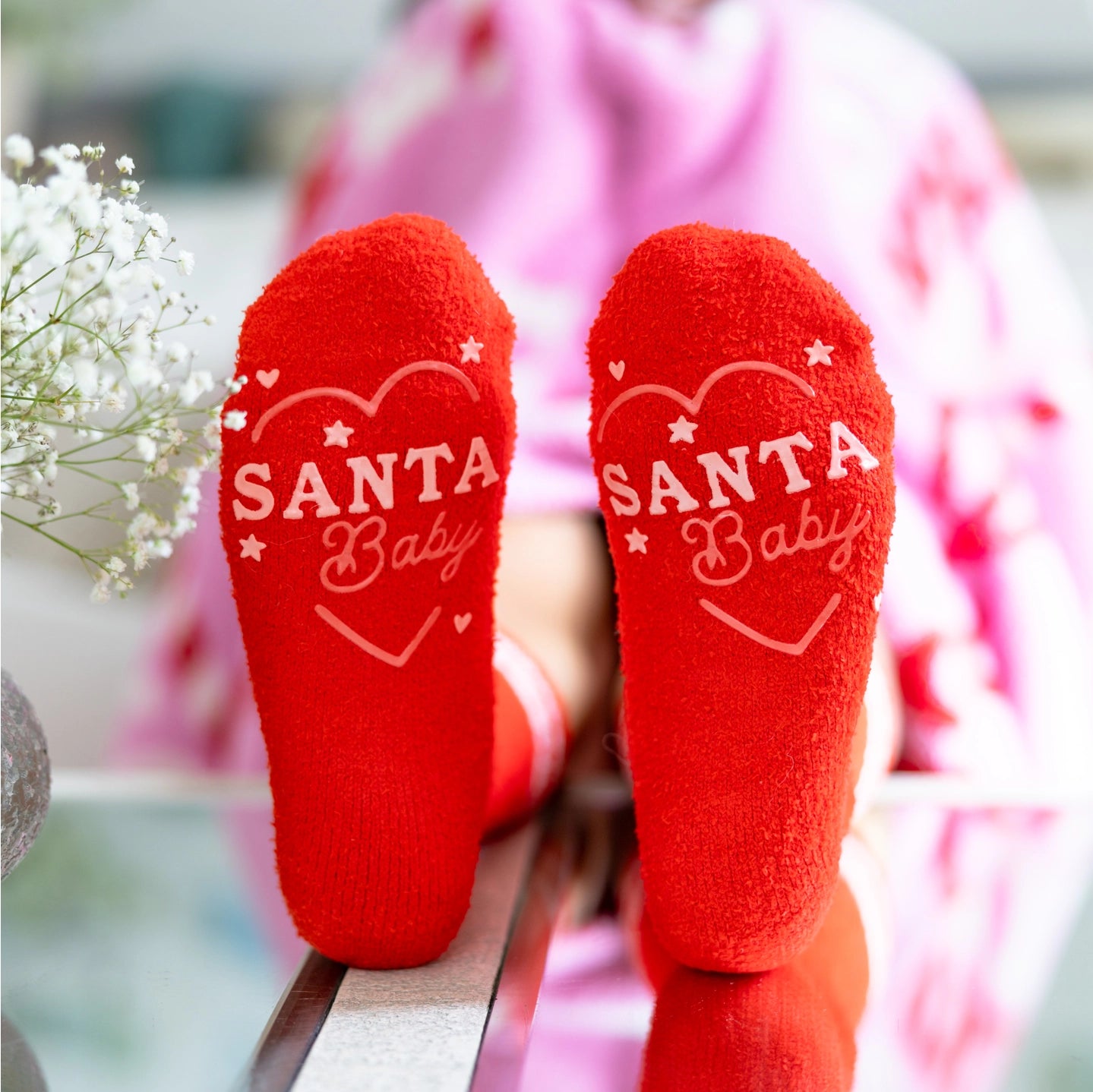 Santa Baby Fuzzy Crew Socks