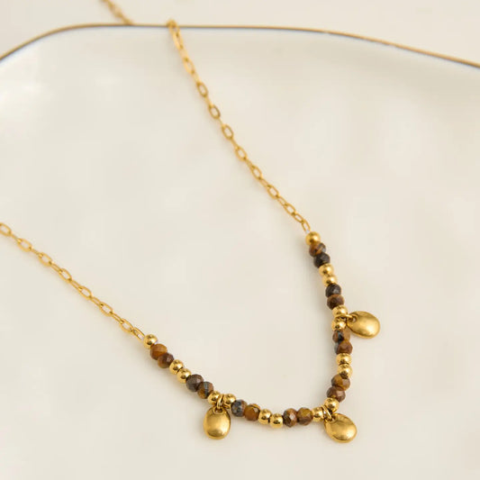 Narelle Waterproof Genuine Tiger's Eye Dainty Necklace