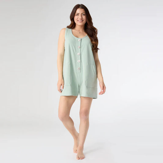 Seafoam Brushed Tank Button Jumper