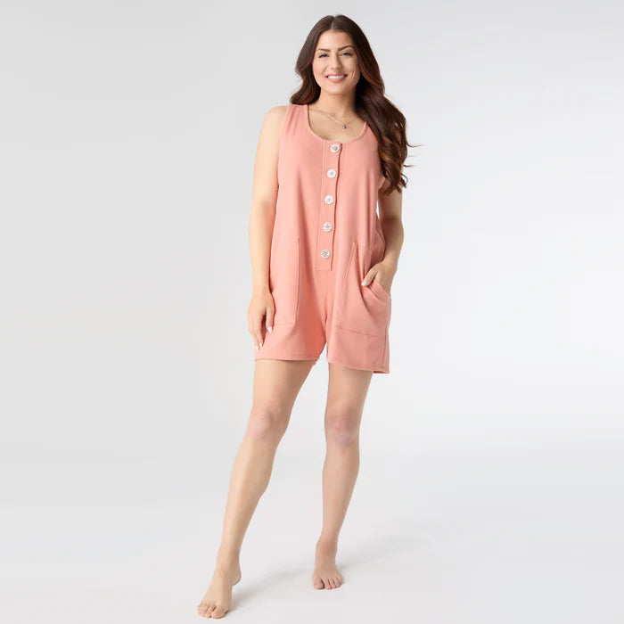 Coral Brushed Tank Button Jumper