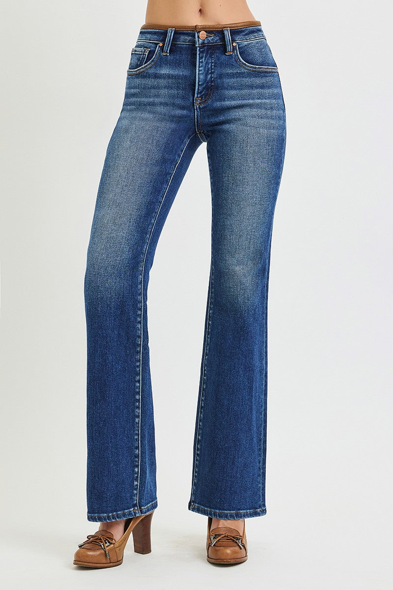 Tummy Control Mid Rise Bootcut Jeans