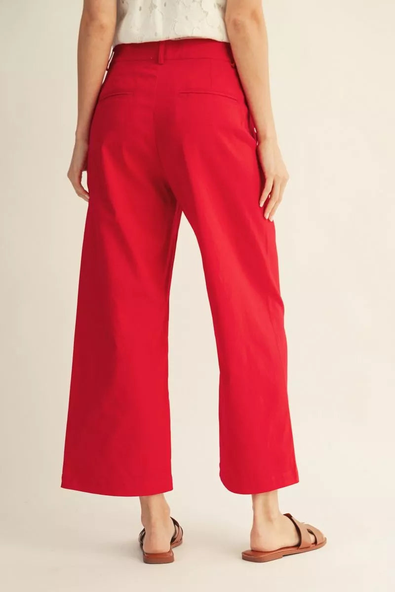 High Waist Wide Leg Solid Pants with Pockets