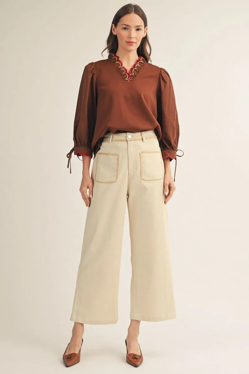 Beige High Waist Wide Leg Pants