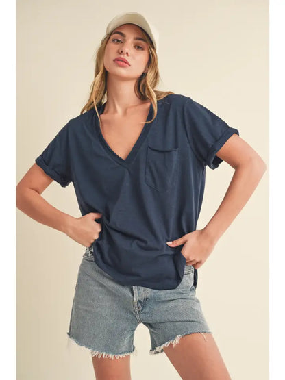 Zoie V-Neck Short Sleeve Top