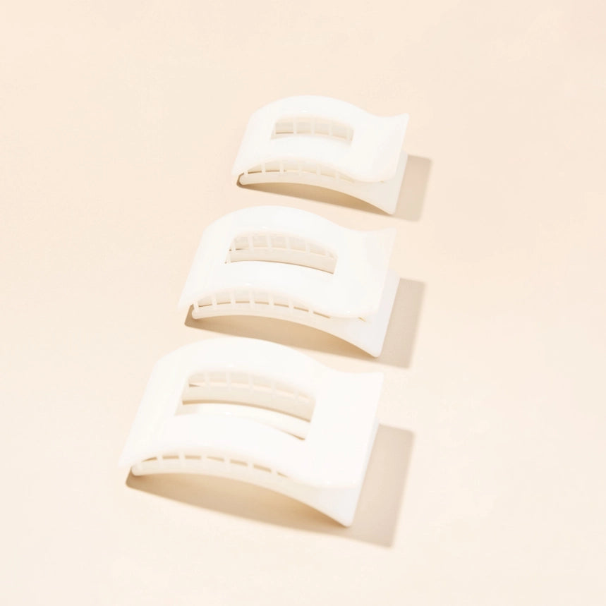 Flat Rectangle Hair Clip | Coconut White | Large