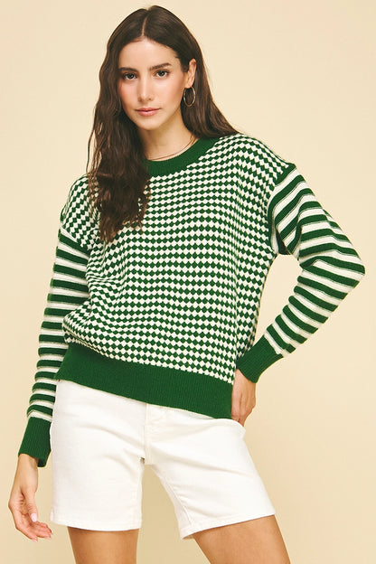 Contrast Knit Sweater Top 