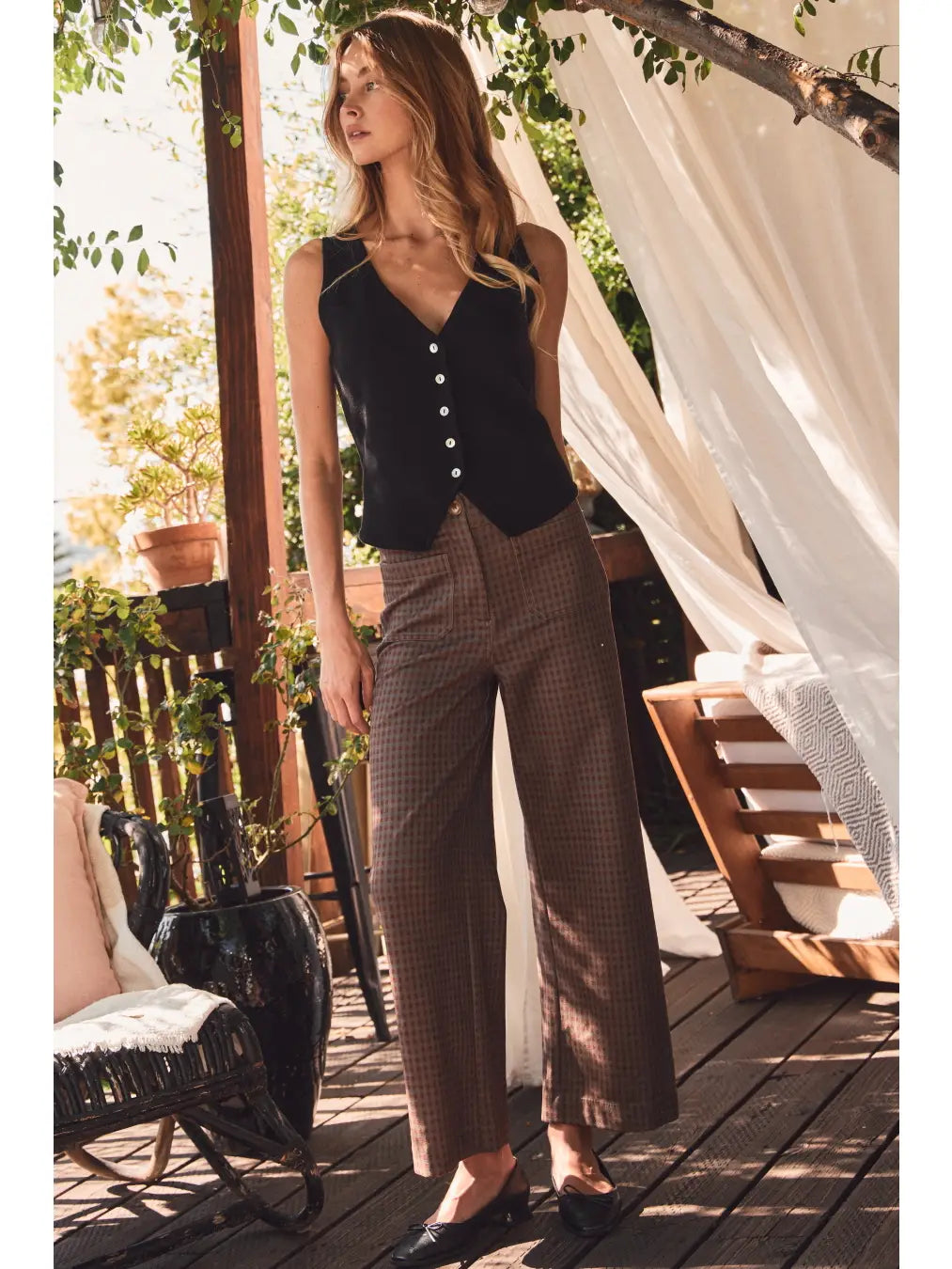 Wide Leg Plaid Pants