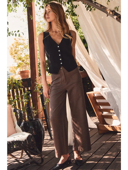 Wide Leg Plaid Pants