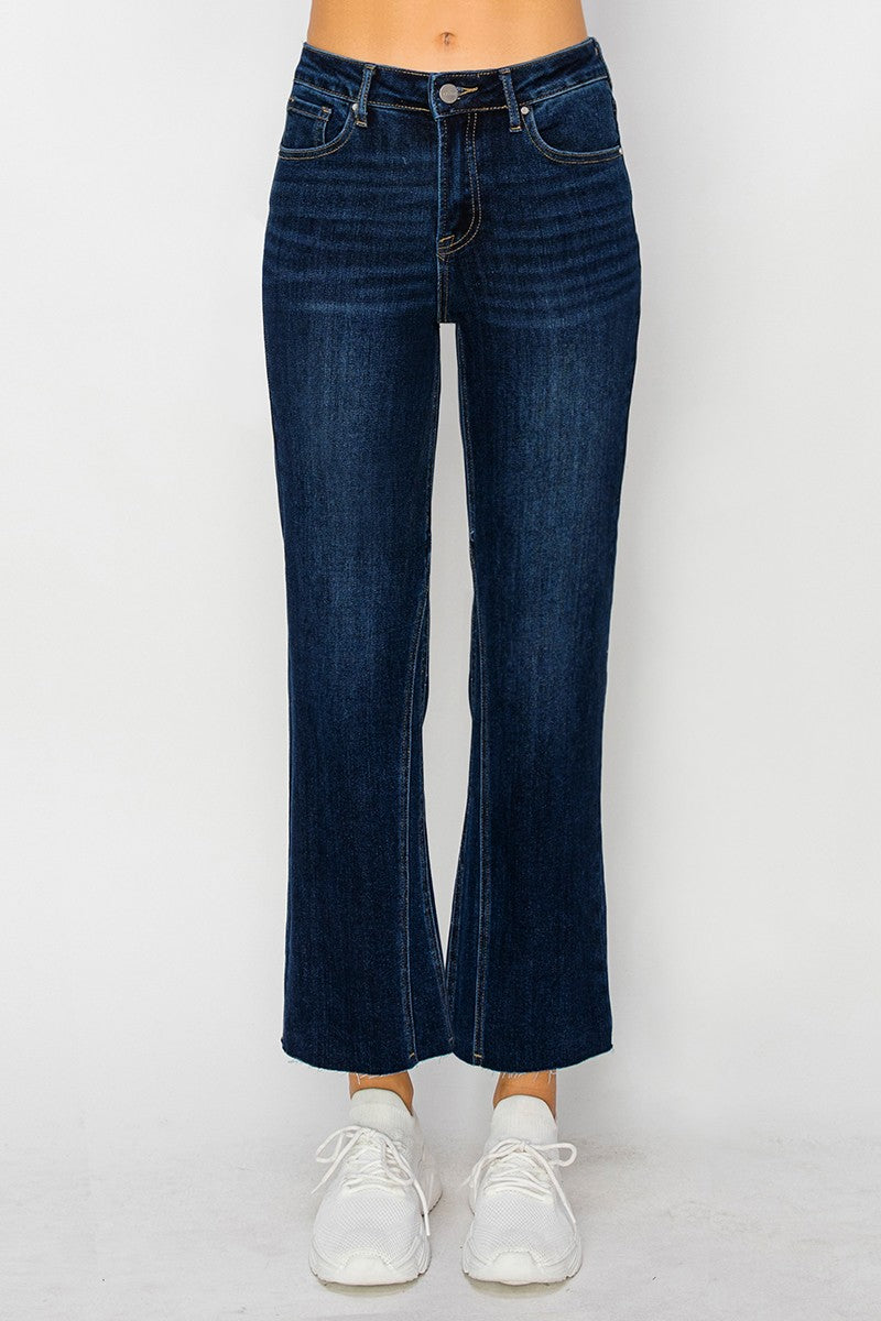 Mid Rise Leg Seam Detailed Ankle Flare Jeans
