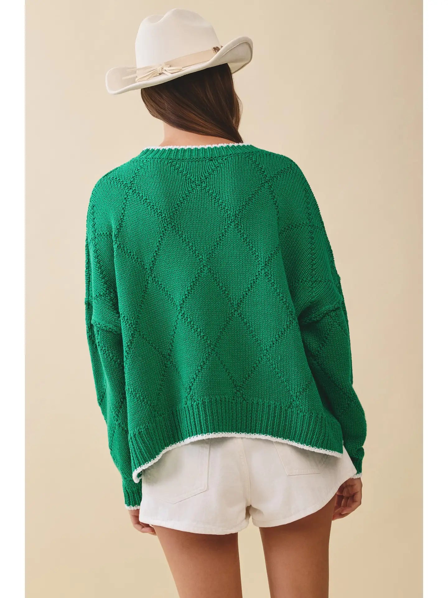 Diamond Knit Pullover Sweater