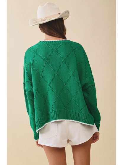 Diamond Knit Pullover Sweater