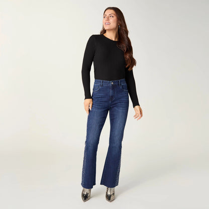 Soft Flare with Rhinestone Side Jeans
