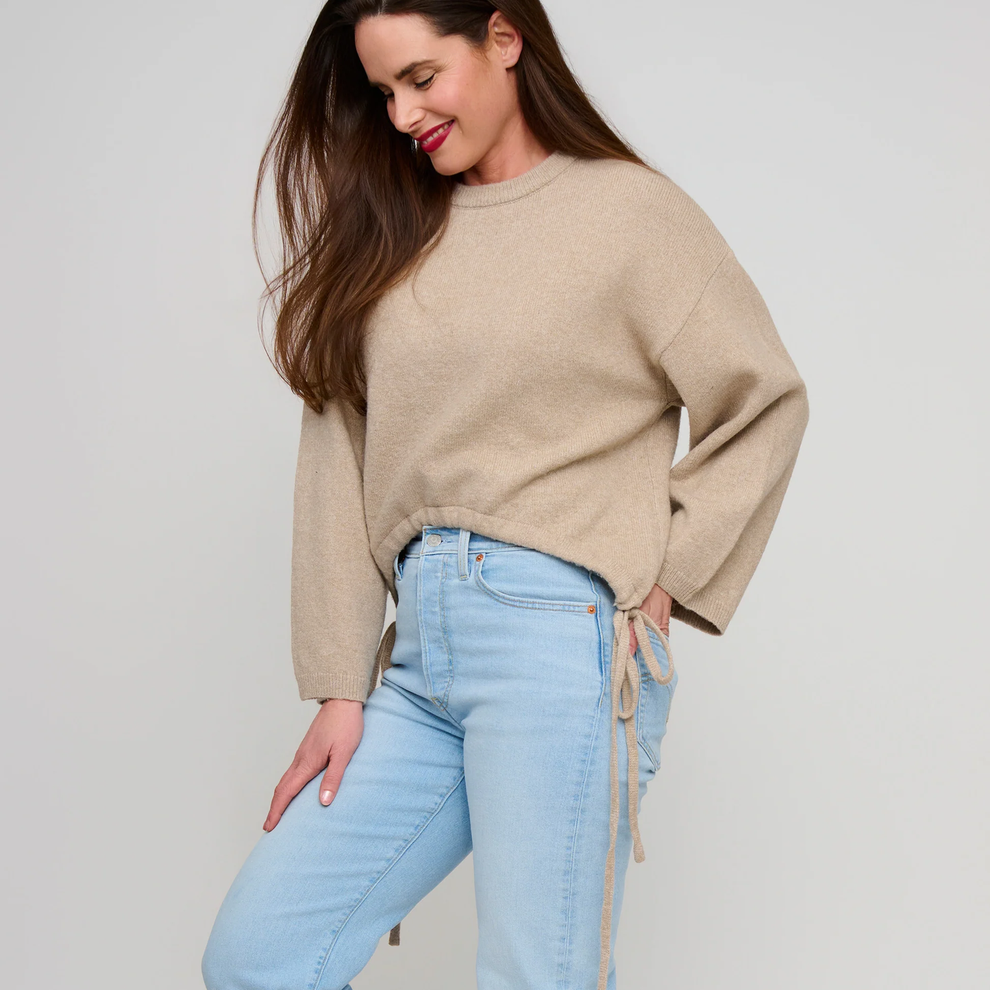 Sloane Wide Sleeve Drawstring Hem Sweater