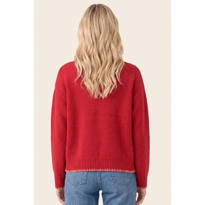 Color Blanket Stitched Solid Sweater