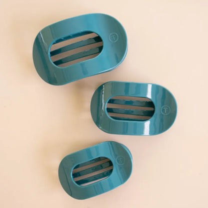Flat Round Hair Clip | Teal with It | Small
