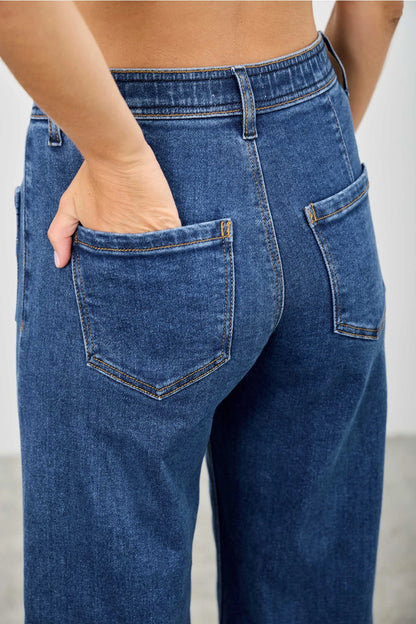 Mid Rise Wide Crop Jeans