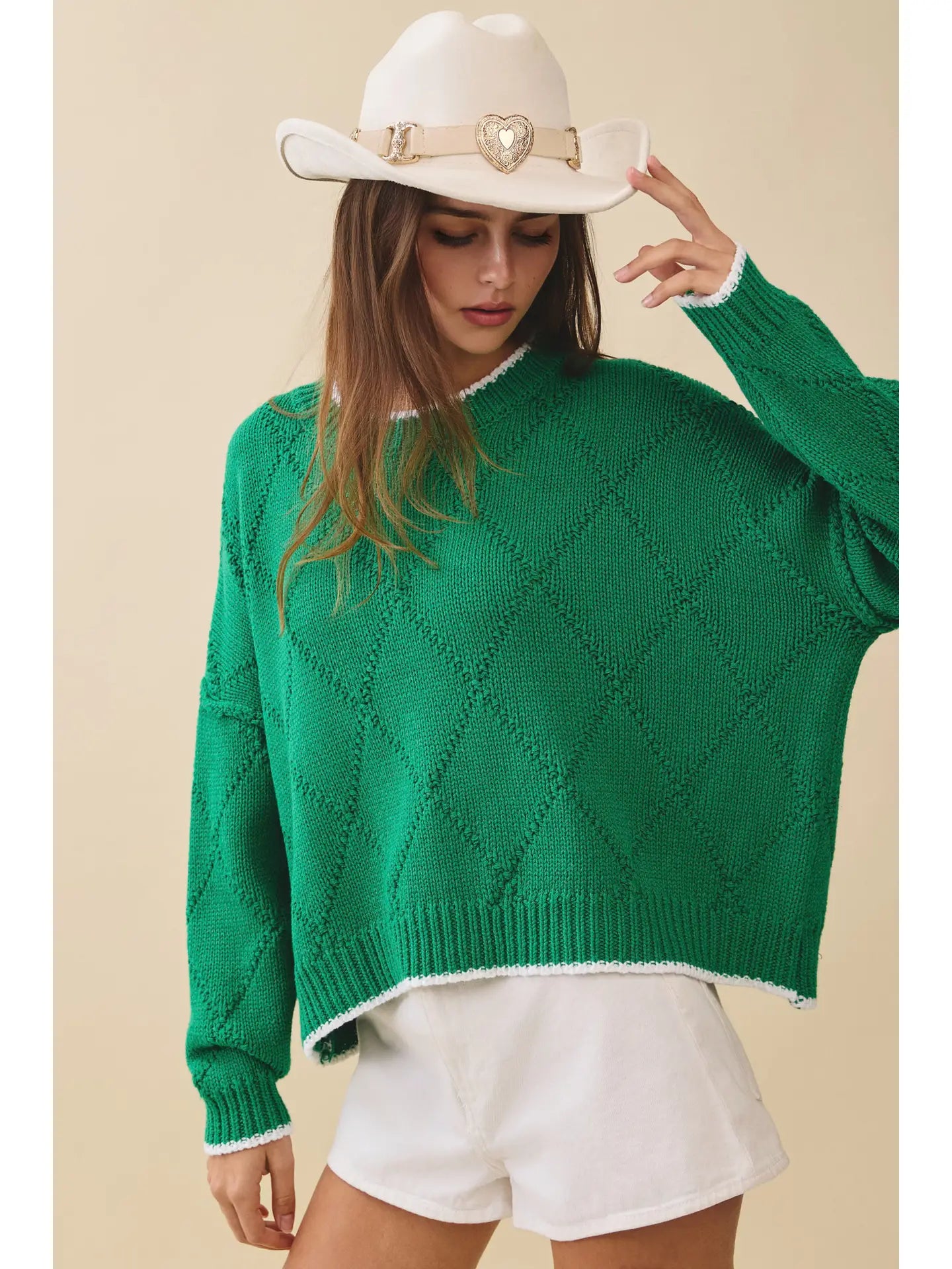 Diamond Knit Pullover Sweater