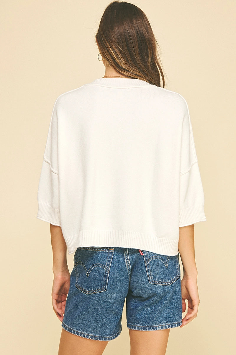 Soft Knit Short Sleeve Sweater Top