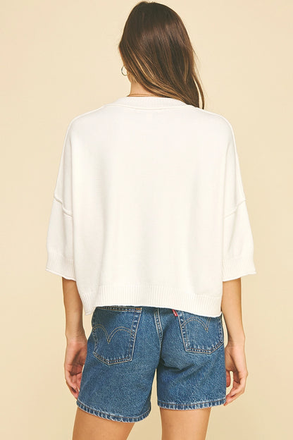 Soft Knit Short Sleeve Sweater Top