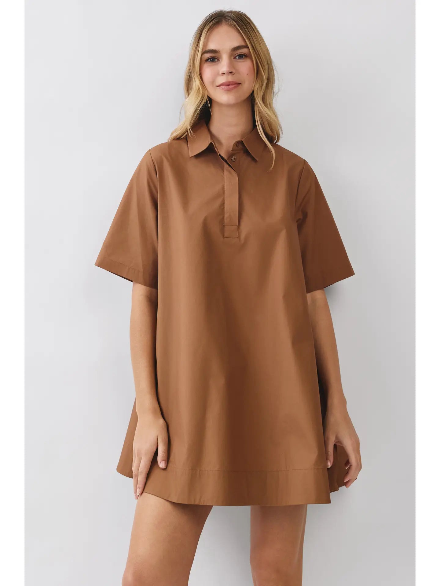 Solid Shirt Mini Dress