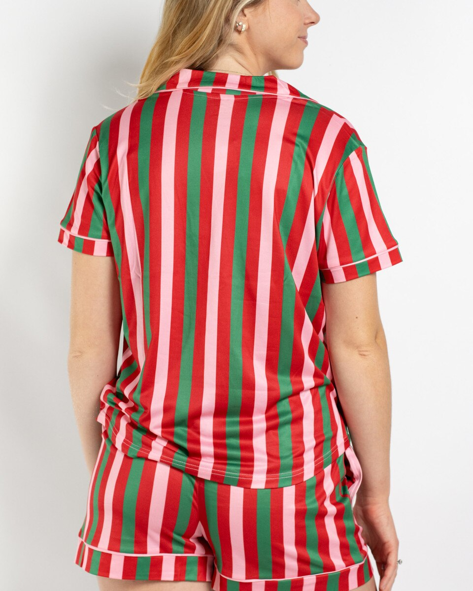 Gumdrop Stripe Button Up Sleep Shirt
