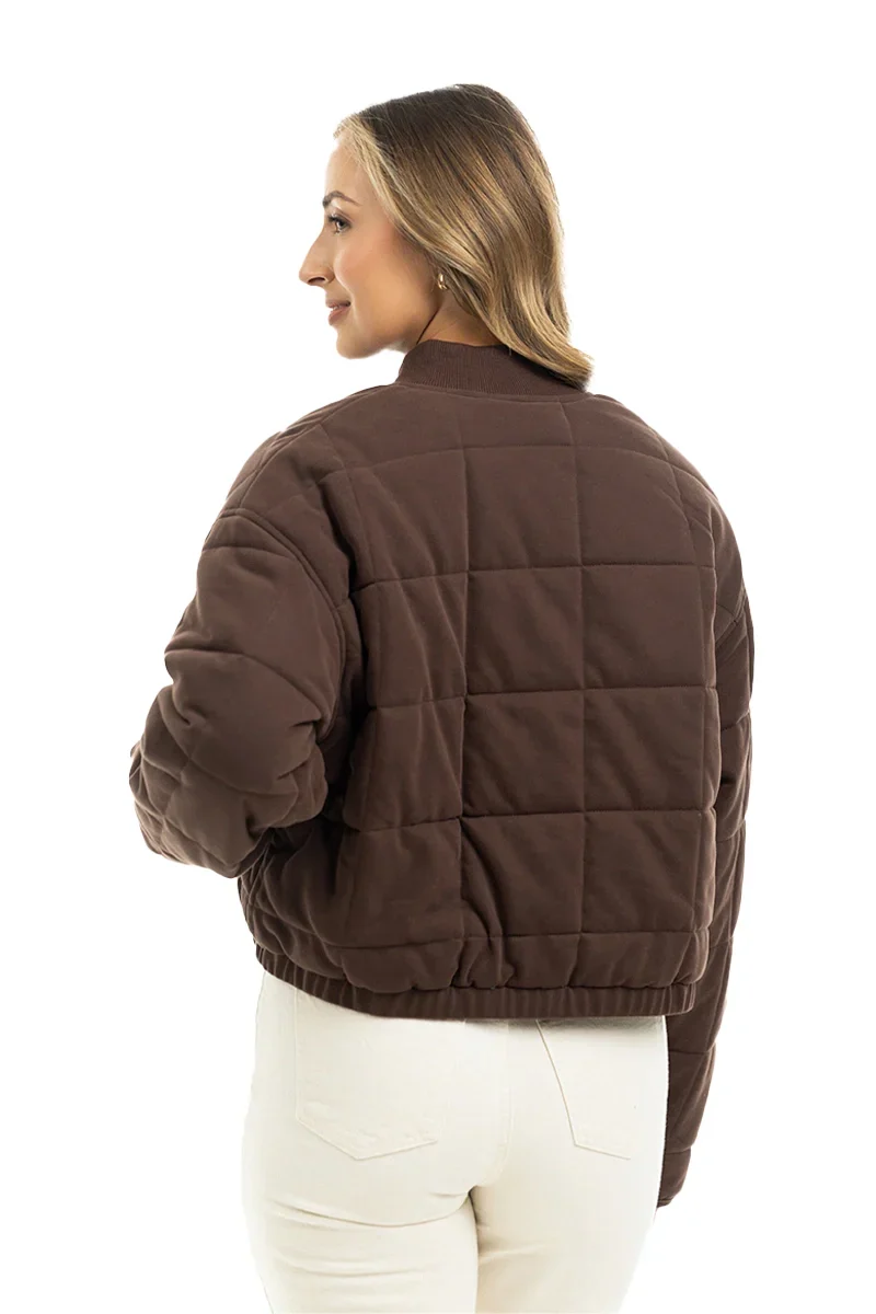 Cropped Quilted Bomber Jacket