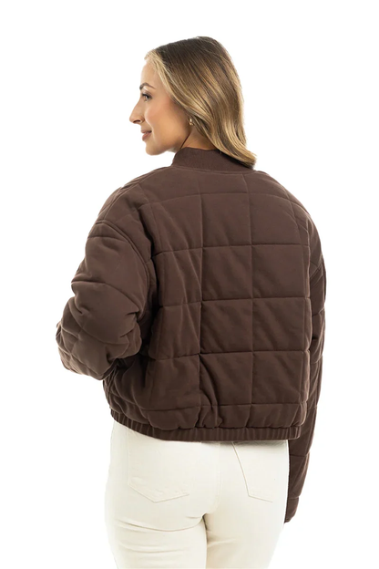 Cropped Quilted Bomber Jacket