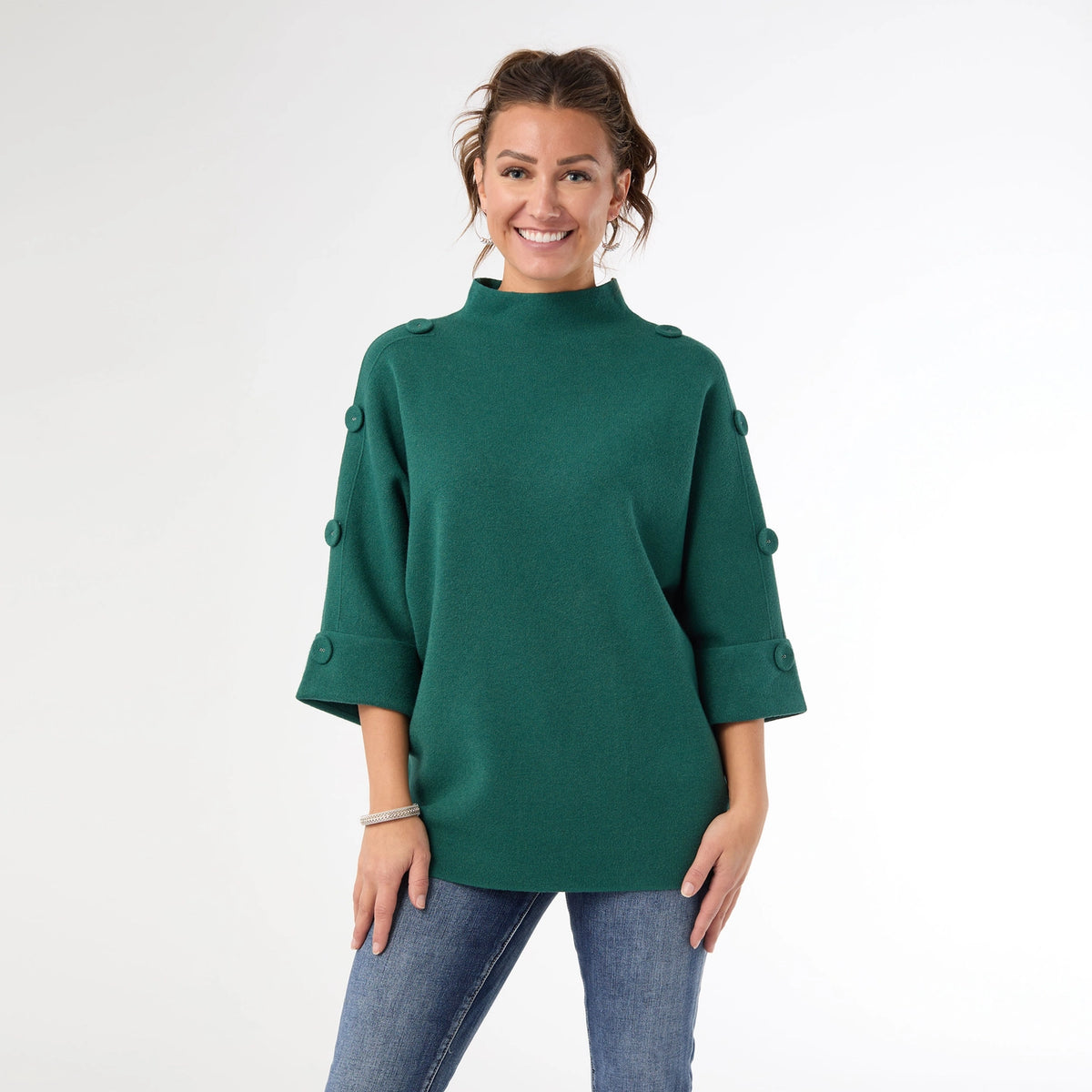 Heavenly-Luxe Elbow Sleeve Funnel Neck