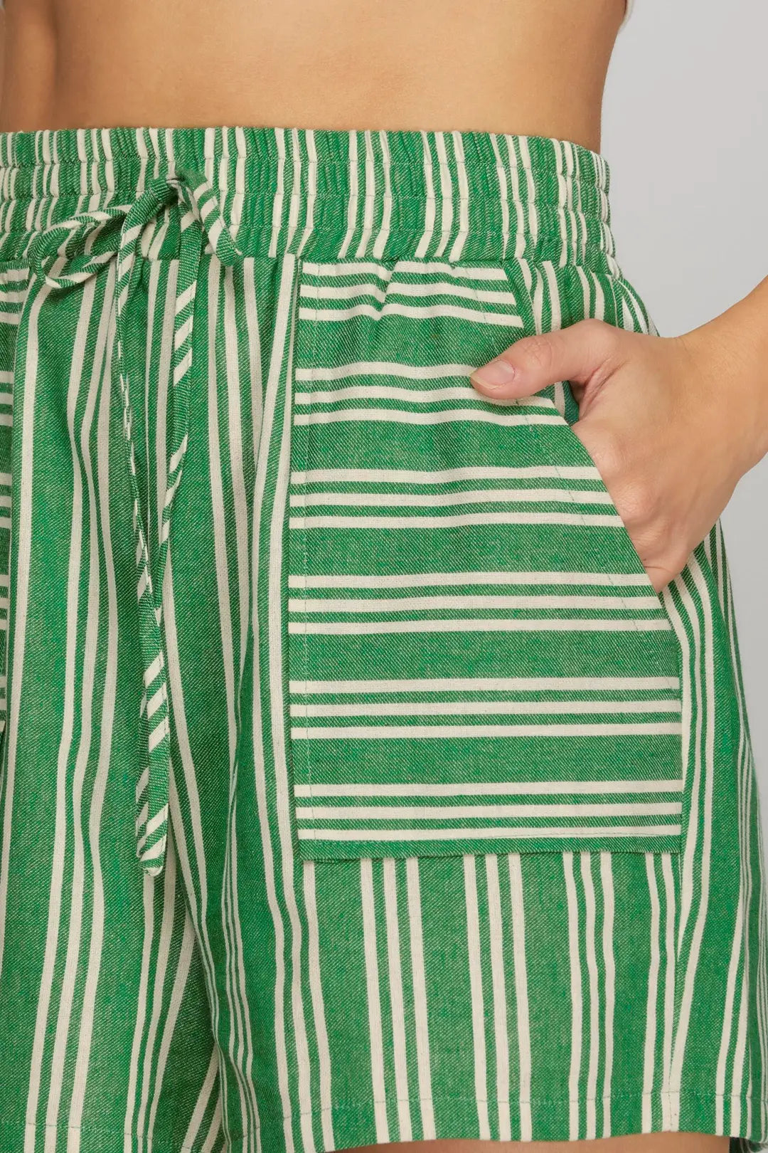Woven Striped Shorts with Pockets