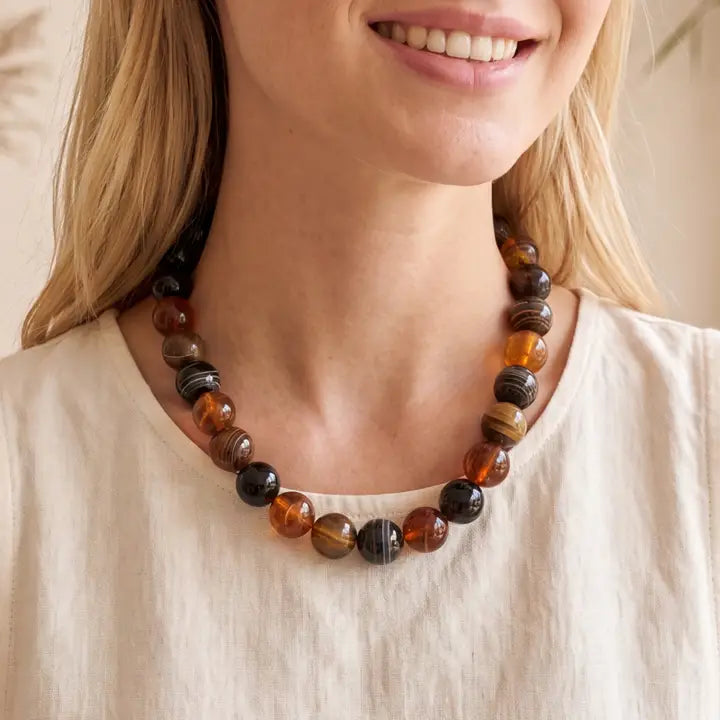 Chunky Brown Beaded Necklace