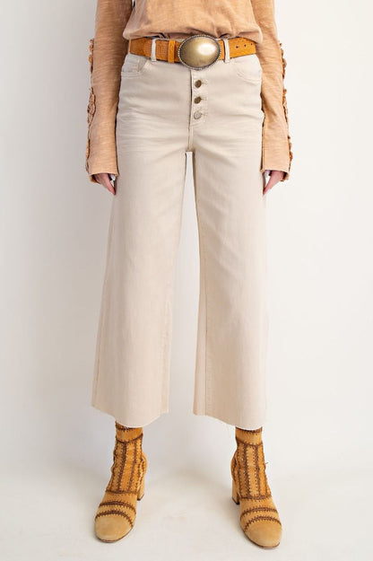 Button Front Stretch Twill Pants