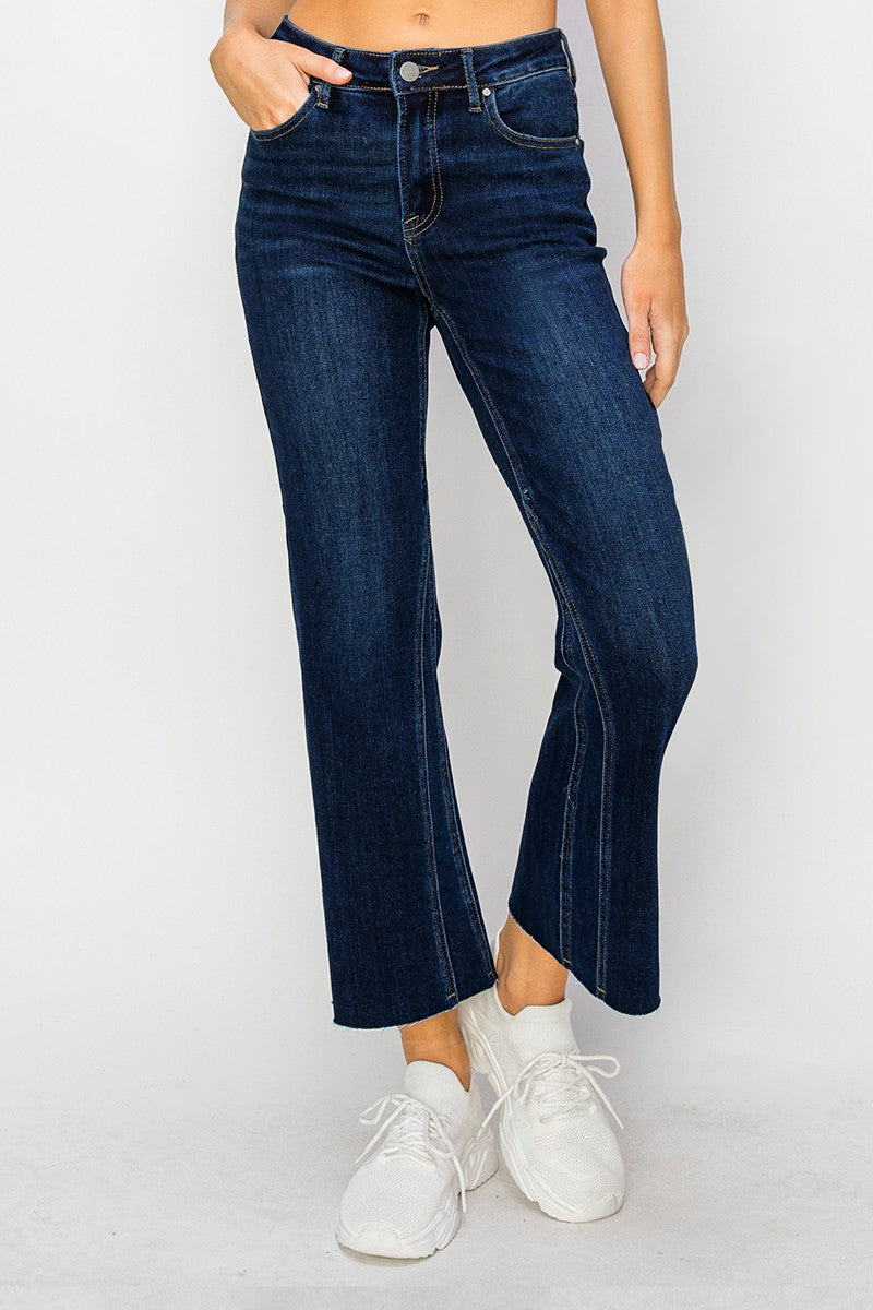 Mid Rise Leg Seam Detailed Ankle Flare Jeans