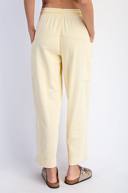 Mineral Washed French Terry Cropped Cargo Pant