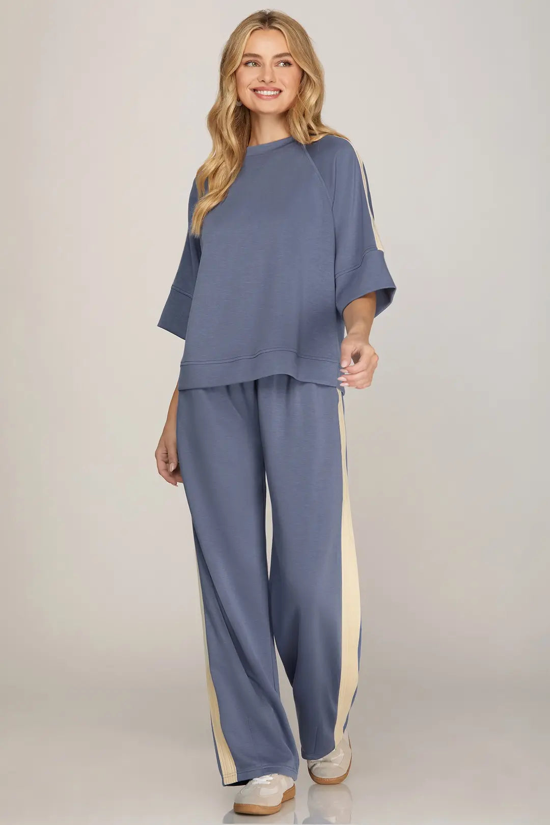 Knit Pants with Contrast Side Tape