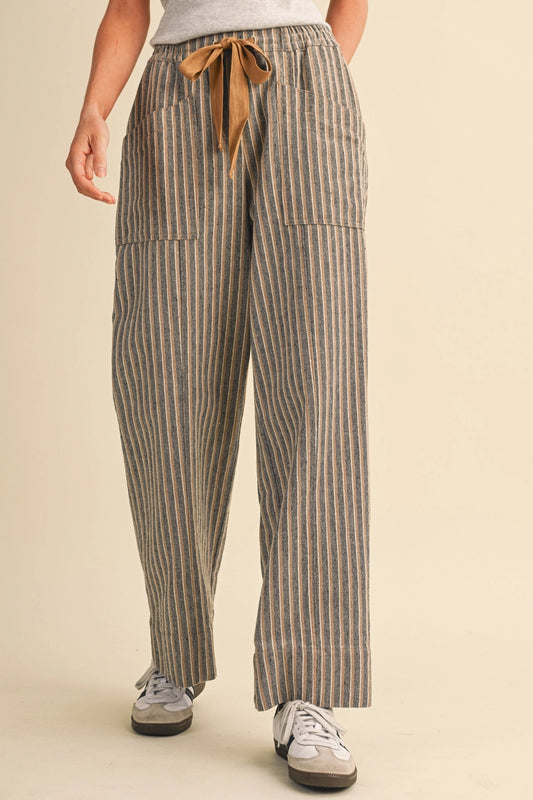 Stripe Wide Leg Drawstring Pants