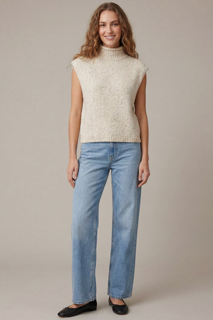 Sleeveless Mock Neck Sweater Vest