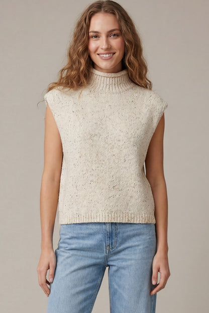 Sleeveless Mock Neck Sweater Vest