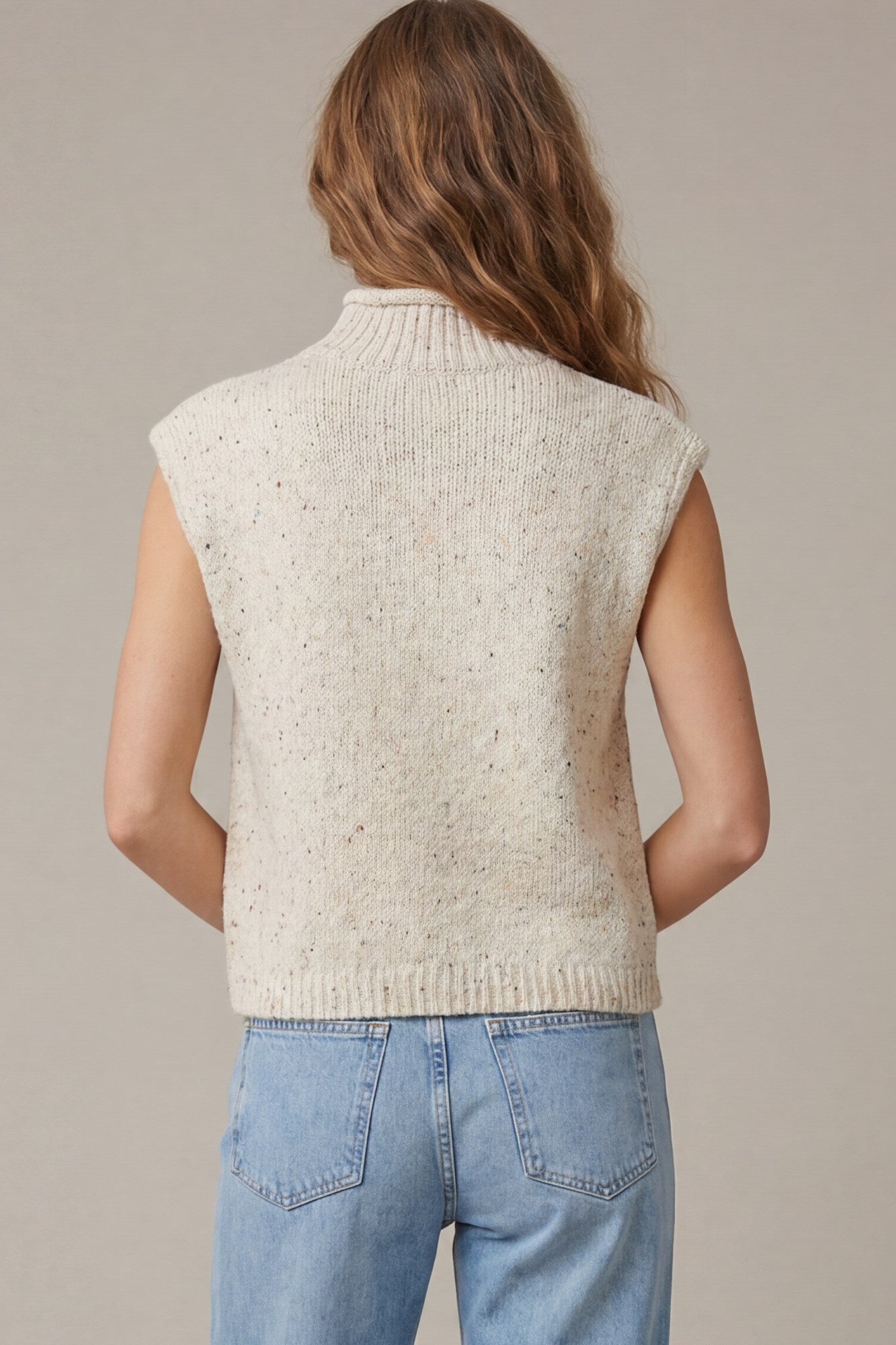 Sleeveless Mock Neck Sweater Vest