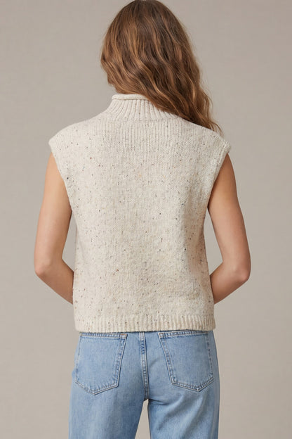 Sleeveless Mock Neck Sweater Vest