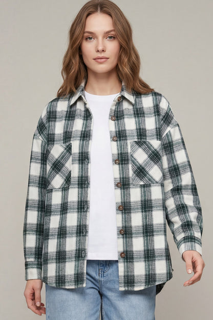 Button Down Plaid Shacket