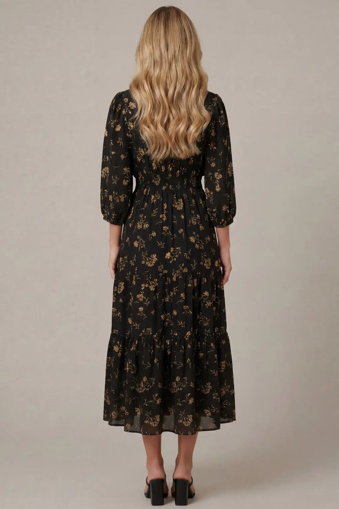 3/4 Sleeve Printed Mini Dress with Pockets