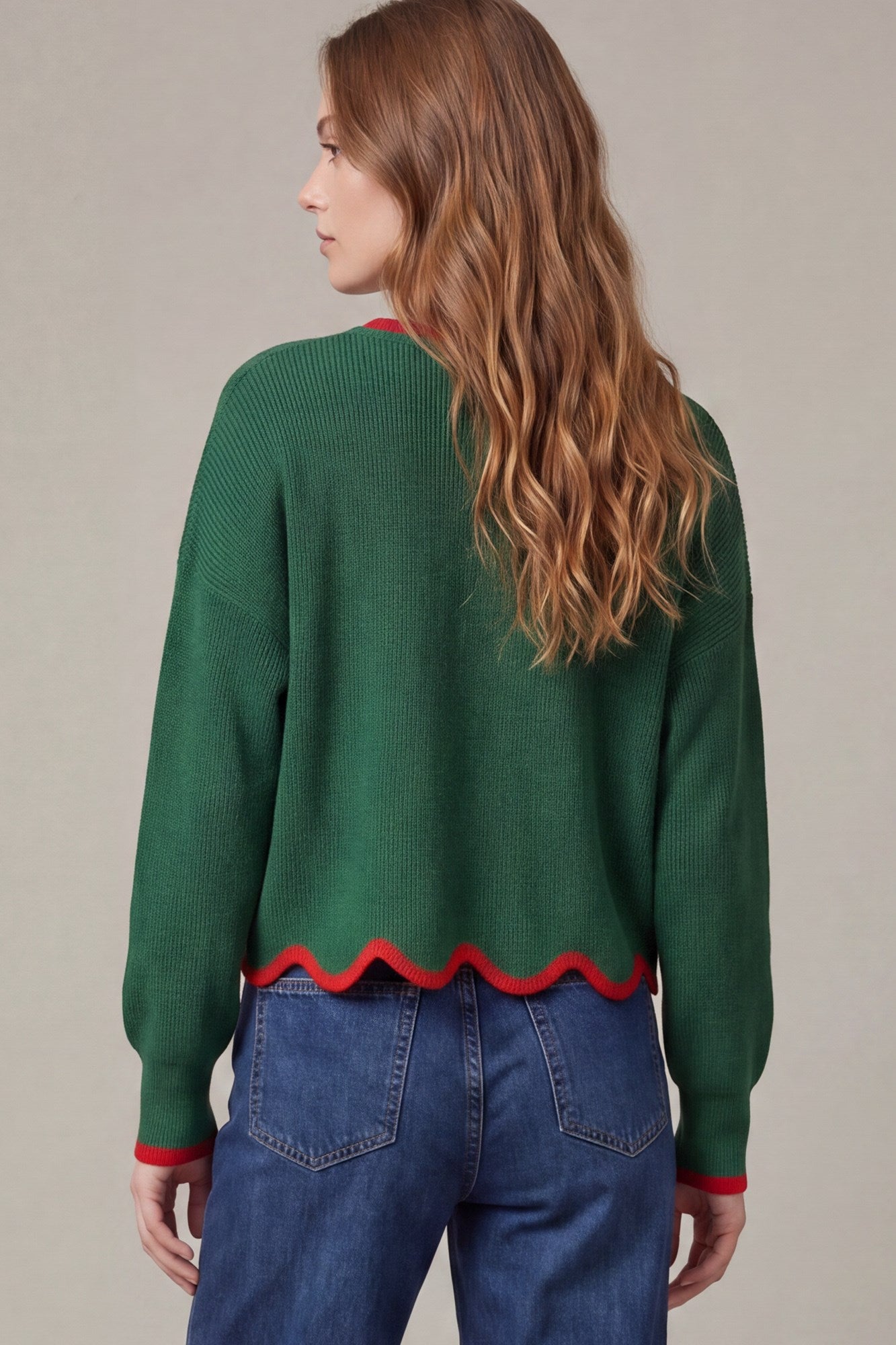 Scallop Hem Sweater Top