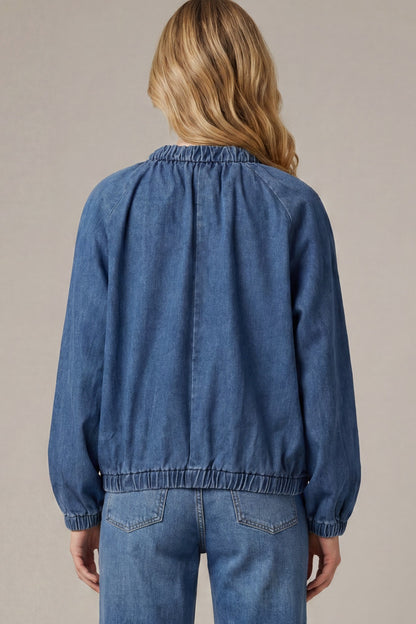 Washed Denim Zip Up Jacket