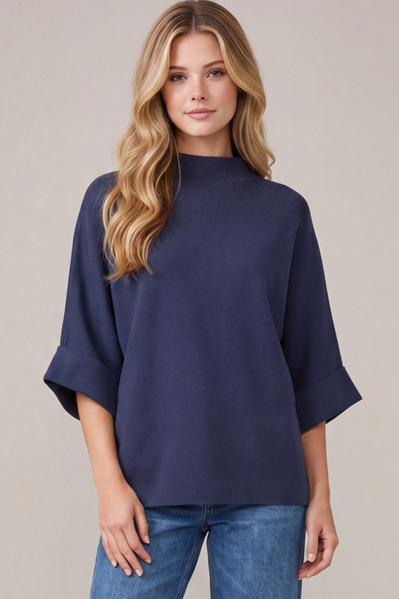 Mock Neck Loose Fit Sweater
