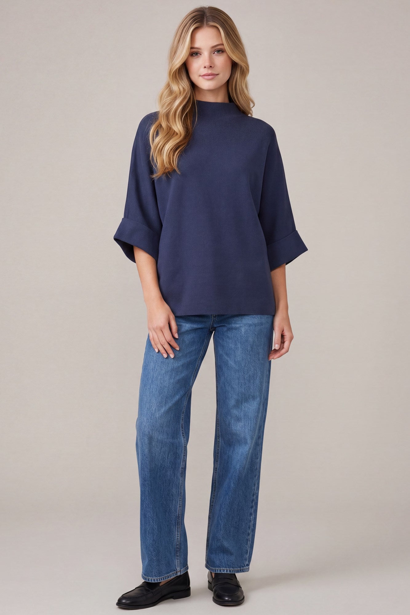 Mock Neck Loose Fit Sweater