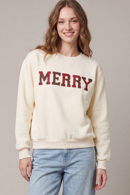 Knit Patchwork Merry Sweatshirt
