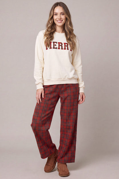 Knit Patchwork Merry Sweatshirt