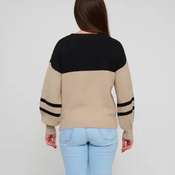 Hayley Color Block Balloon Sleeve Sweater