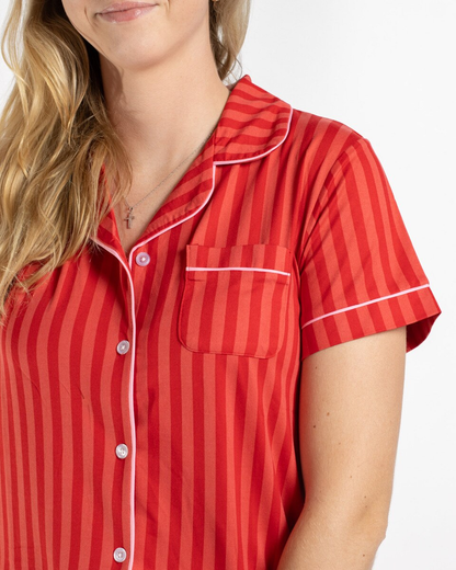 Carissa Stripe Button Up Sleep Shirt
